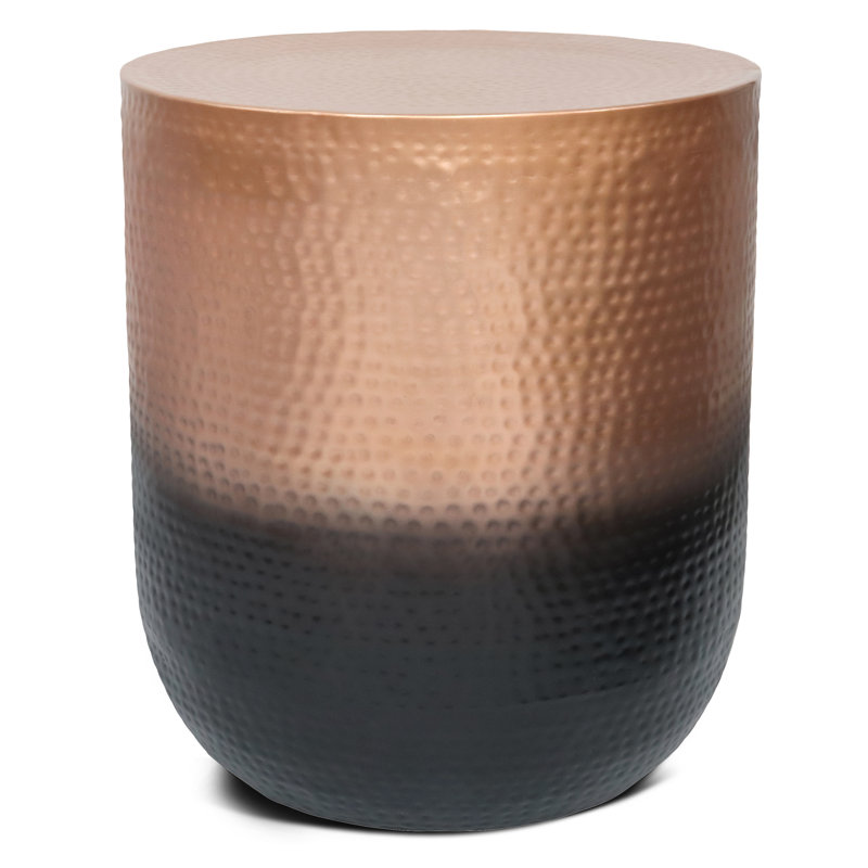 Nova 19"W Round Boho Metal Side Table with Hand-Hammered Design and Finish, Assembled, Copper Ombre
