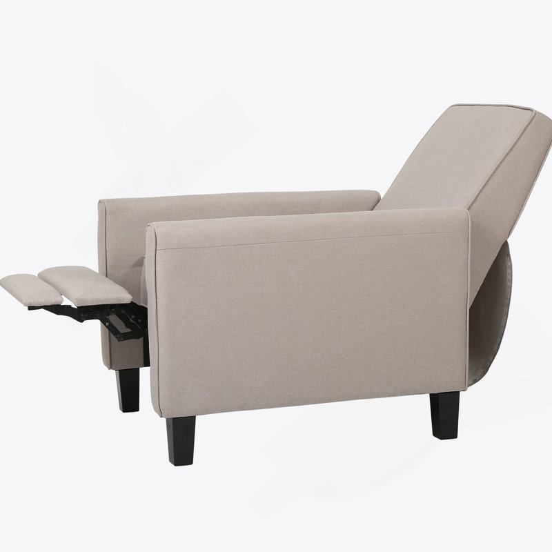 Recliner Push Back Chair For Elegant Home Décor Beige, Beige Polyester