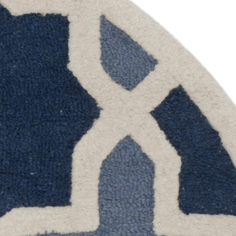 Igna Hand Tufted Wool Geometric Rug, Round 6'