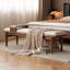 Long banc en cuir massif et noyer-112233203