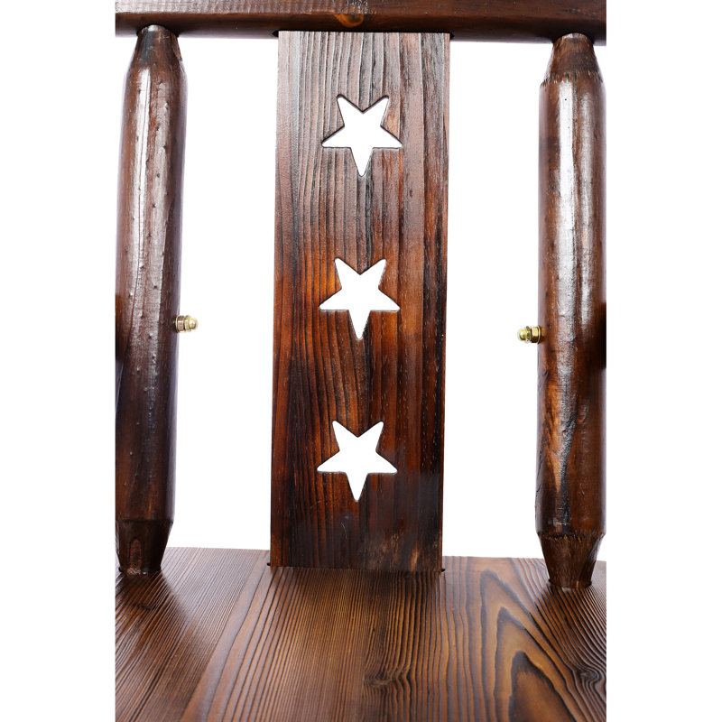 Tabouret de bar pivotant à 360 ° en brun rustique - bois de sapin, étoile décorative, ergonomique pour la salle à manger, pivot de couleur pub, fabrication en bois