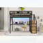 Grand lit mezzanine en métal avec bureau, escalier et station de charge, idéal pour les enfants et les adolescents, maximisant l'espace et la fonctionnalité-134229346-134229347