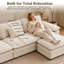 Canapé d'angle modulaire de 310 cm, canapé nuage en forme de L pour salon, beige, 4 places confortables et surdimensionnées, structure robuste, tissu chenille doux, avec 3 coussins décoratifs et un pouf amovible.