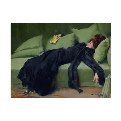Wrapped Canvas Wall Art - Vintage Lavoie 'Decadent Young Woman After The Dance Ramon Casas 1899' Wall Art for Living Room, Bedroom, or Office Décor - 24X32
