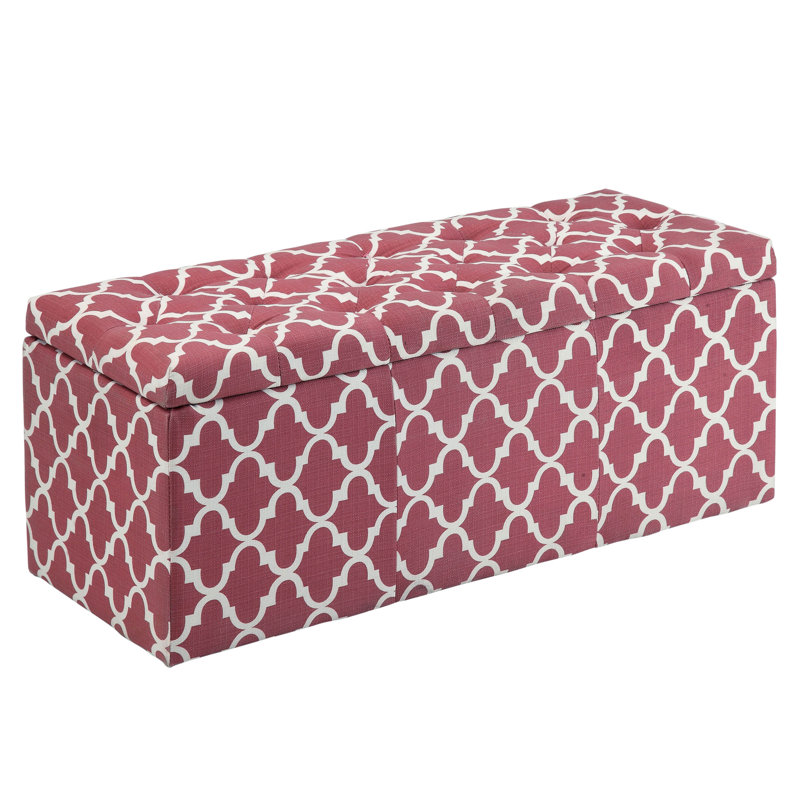 Burlon Fabric Upholstered Storage Bench, Red