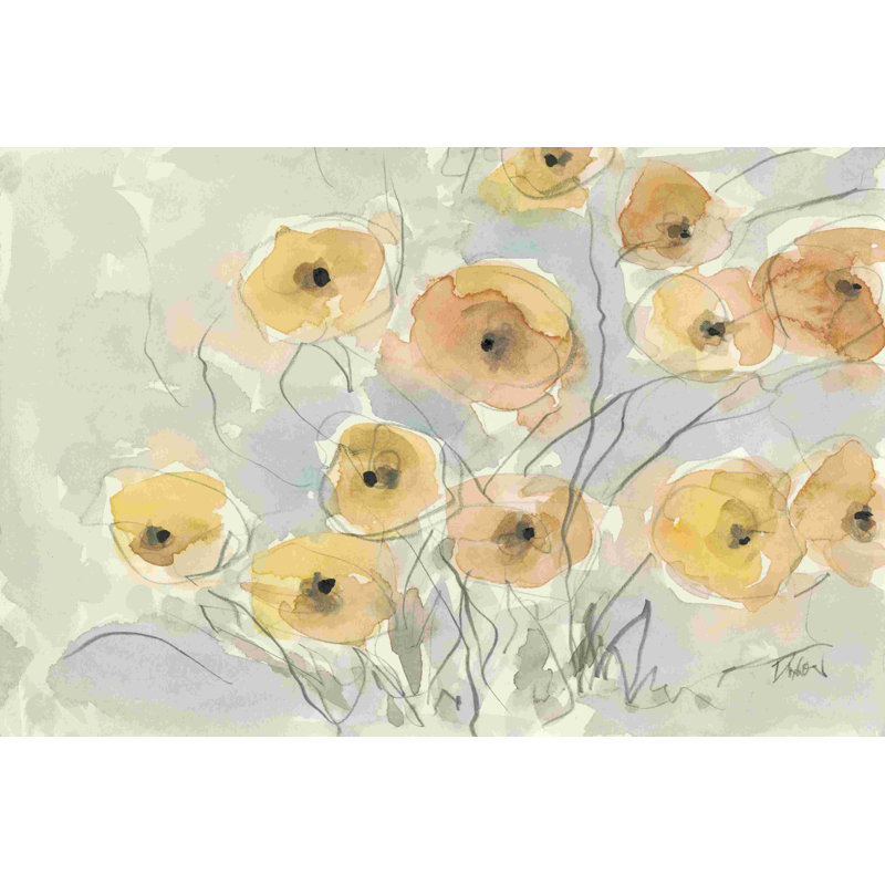 " Sunset Poppies I " Painting Print, 8" H x 12" W  