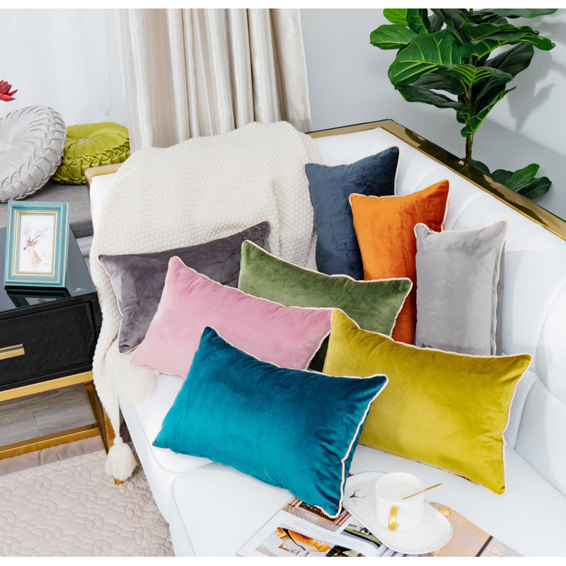 Rana Velvet Reversible Throw Pillow, Charcoal