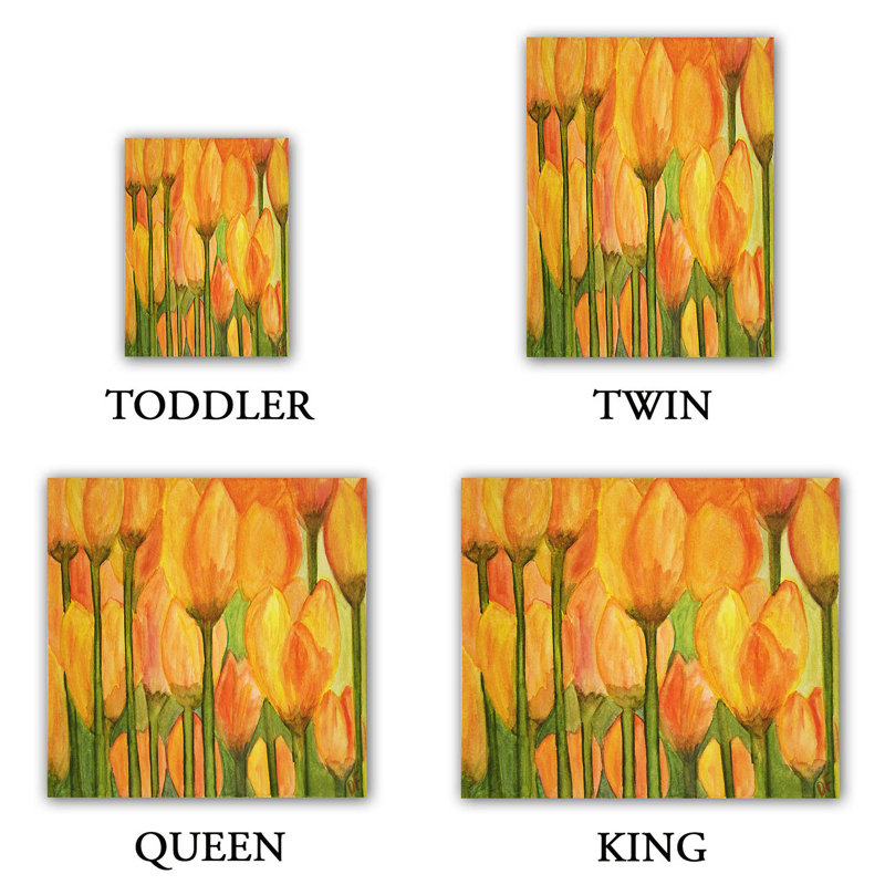 Ensemble de housse de couette tulipes, 1 housse de couette grand + 2 taies standards