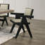Ensemble de salle à manger contemporain 7 pièces en bois d'hévéa noir avec 2 fauteuils et 4 chaises-760575352