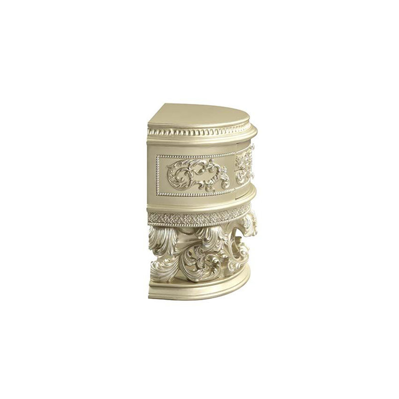 Champagne Silver 2-Drawer MDF Nightstand with Gold Handles
