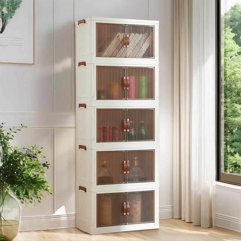 Bacs de rangement empilables et pliables avec couvercles et roulettes, 5