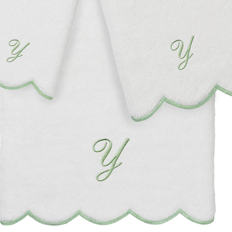 Ensemble de serviettes personnalisées 100% coton turque ADORNIA 3 pièces Linum Home Textiles, Y, Blanc/vert