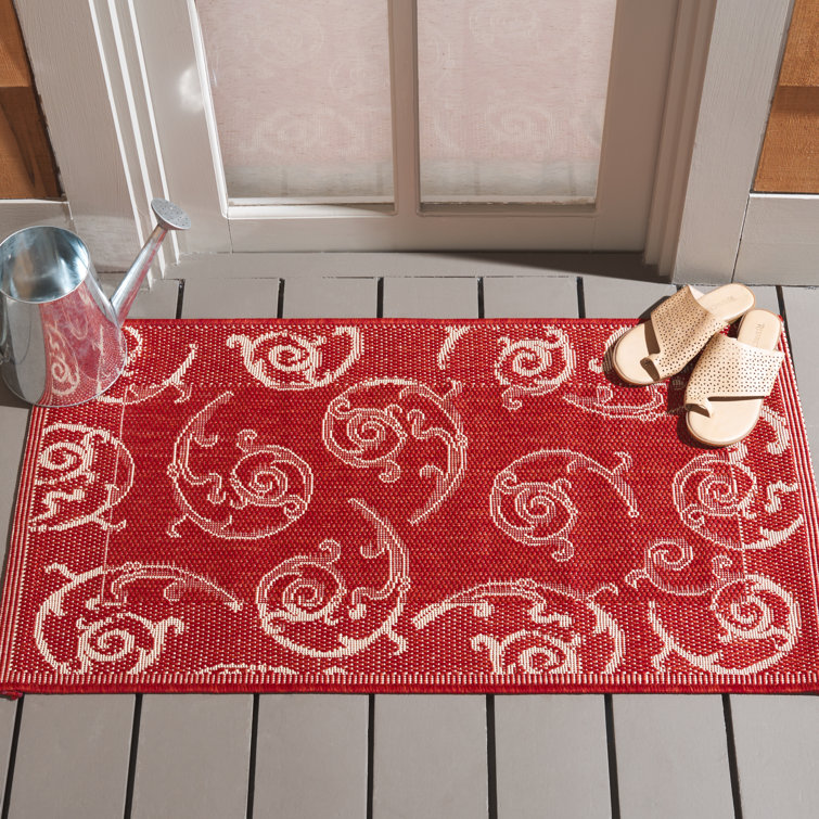 Wade Logan® Arneshia Paisley Indoor / Outdoor Area Rug in Red/Natural ...
