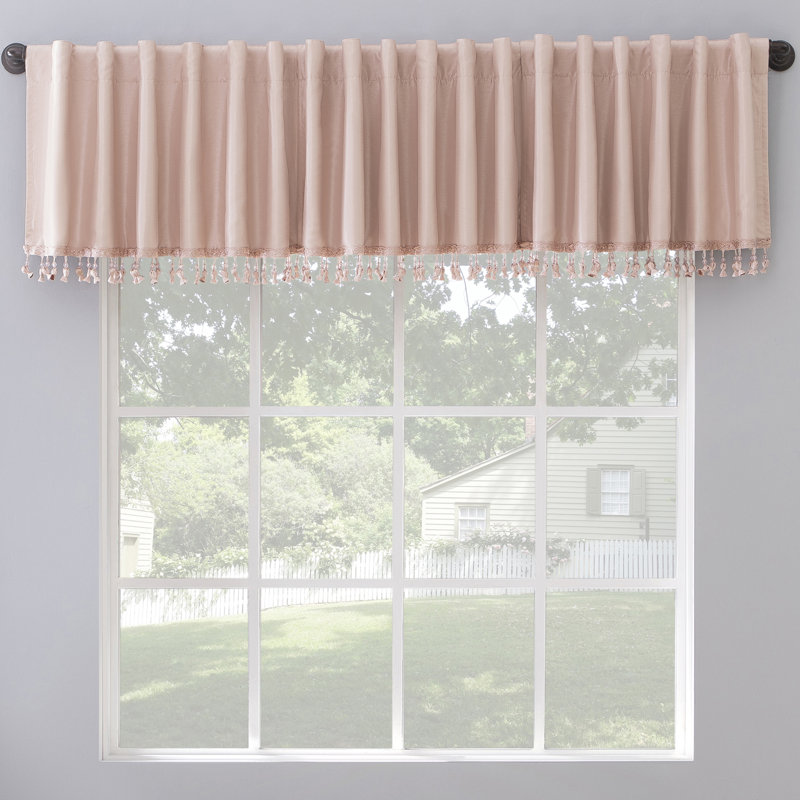 Blush Pink Faux Silk Blackout Beaded Valance