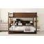 Grand lit superposé grand sur grand avec armoires de rangement intégrées et ports de charge USB pratiques, ton bois antique-77949265