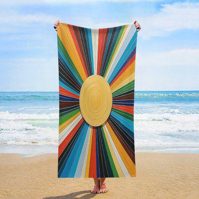 Serviette de plage rétro en microfibre à séchage rapide Boho Sun, 60 x 80 po