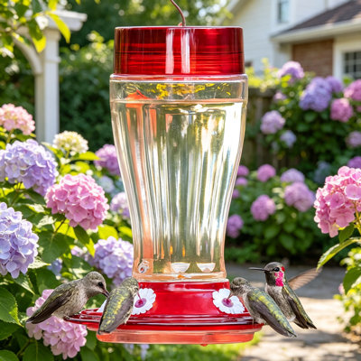 Hummingbird Feeder, 40 Oz Glass Hummingbird Feeder For Outdoors, 5 Feeding Stations With Built-In Ant Moat, Bpa-Free