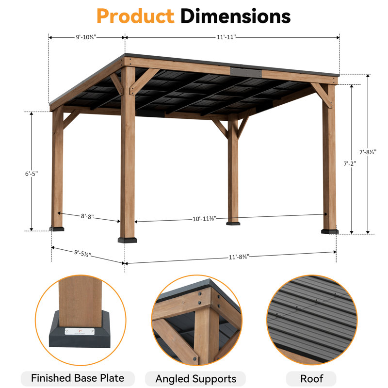 Pavillon de jardin en cèdre Supreme Premium, P 10 pi x l 12 pi