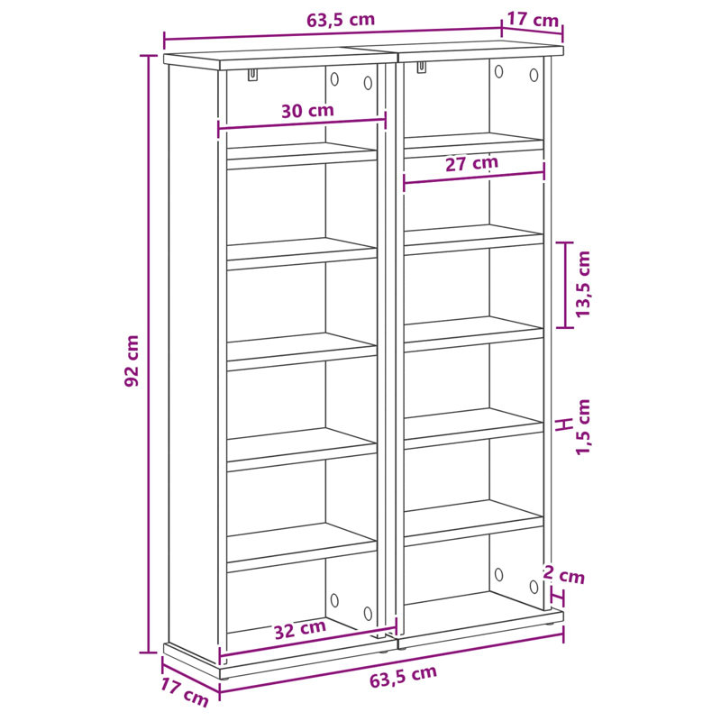 Engineered Wood 92cm H Media Shelves, Smoked Oak