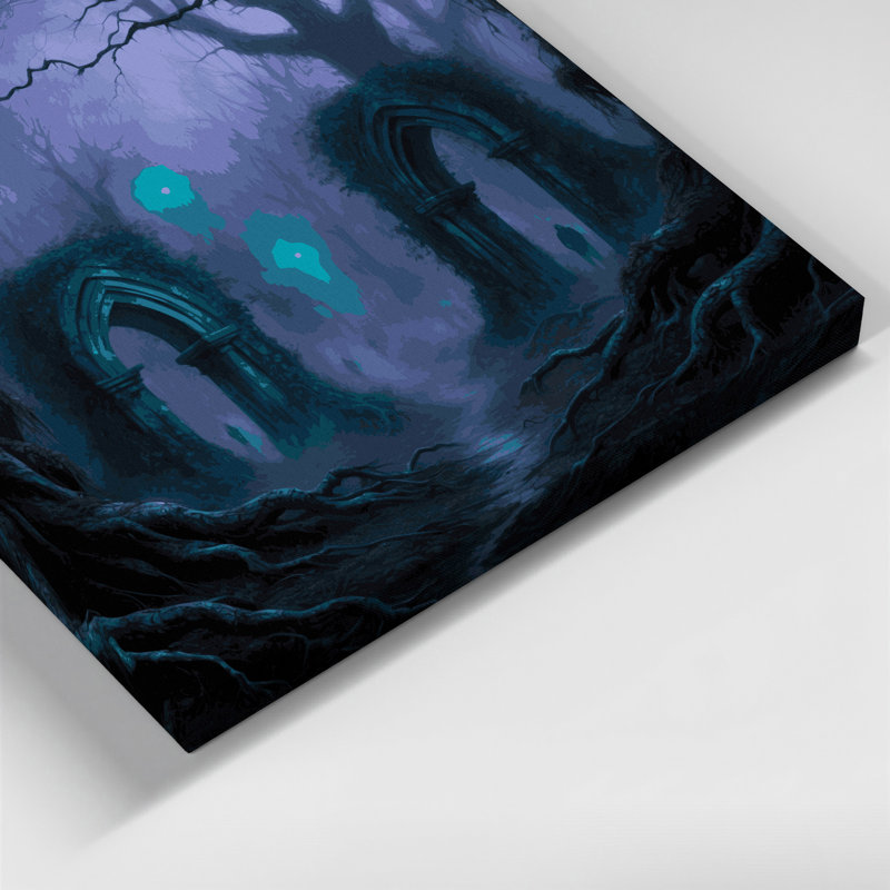 Halloween, forêt hantée, art mural bleu