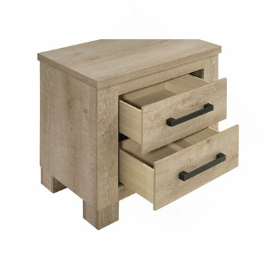 Oak 2-drawer Nightstand Bedside Table