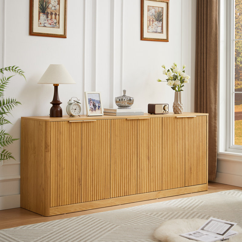 Wooden Kenilworth with 6 doors and metal handles, Natural