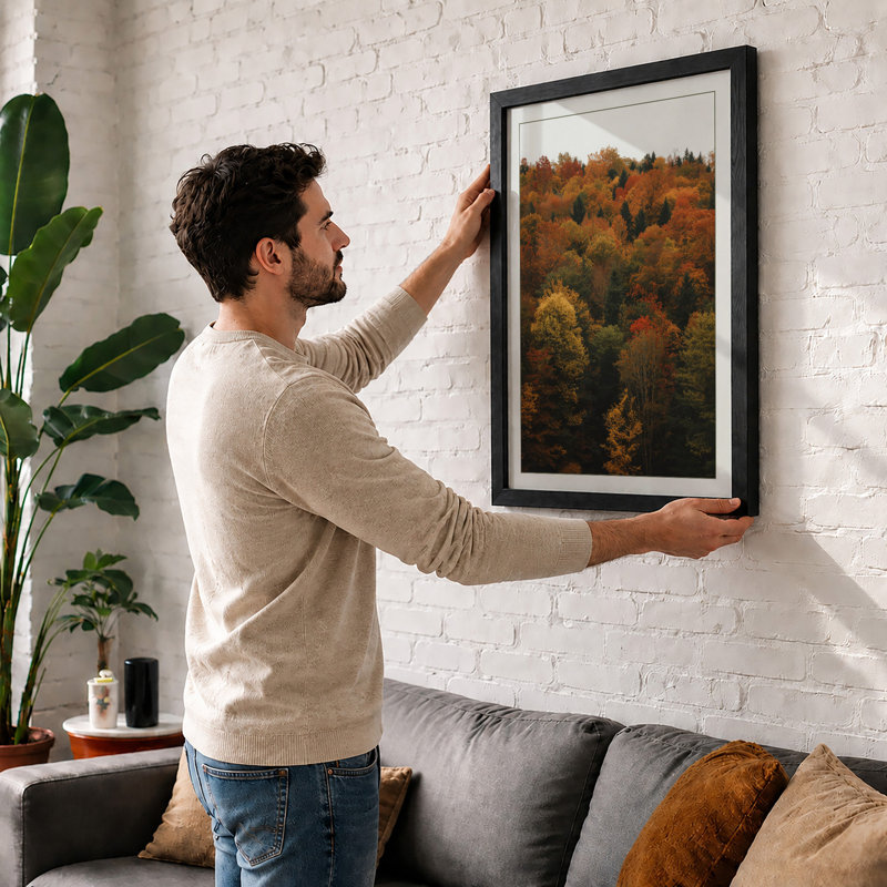 Autumn Hillside Scandinavian - Framed Print, Unframed, A1 - 84.1 x 59.4 cm