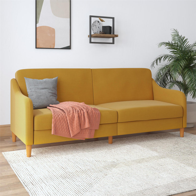 2 Seater Linen Blend Sofa, Mustard Yellow