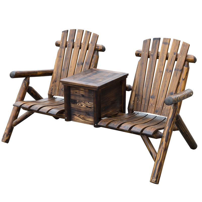 Gwen Solid Wood Double Adirondack Chair with Table