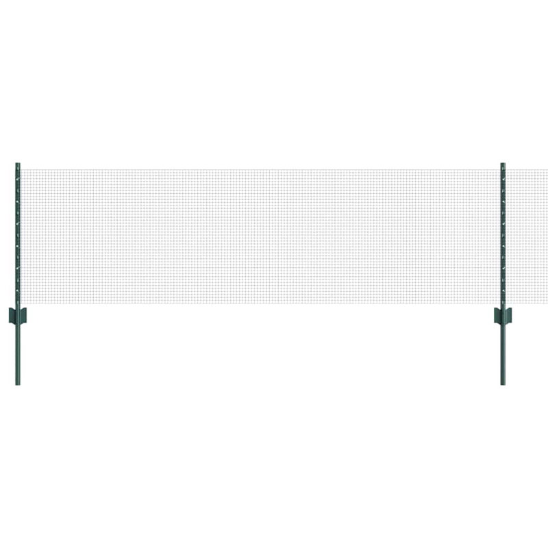 Vidaxl Fence With Posts Steel, Green, 60cm H x 2500cm W x 2.7cm D