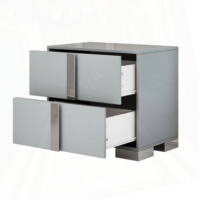 Elegant Nightstand with Metal Handle