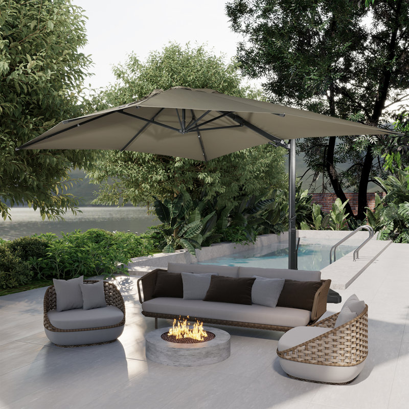 Stevin 157.48'' x 118.11'' Rectangular Cantilever Umbrella, Tan