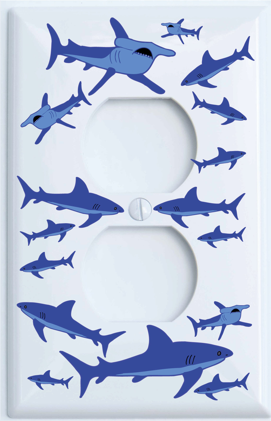 Shark Attack Outlet Switch Plates Covers / Sharks Childrens Nursery Wall Decor (Outlet / GFCI Cover)