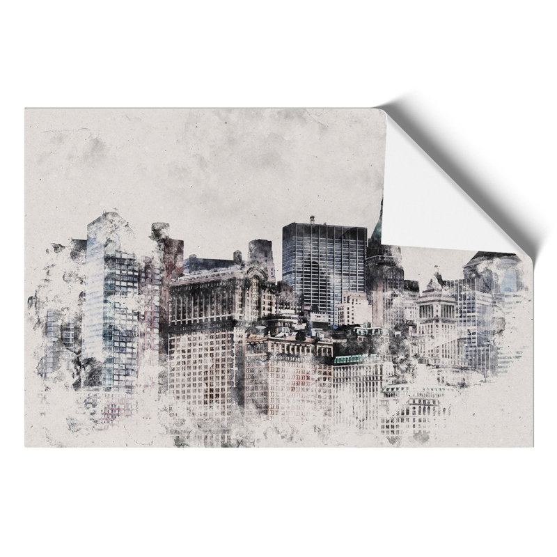 New York Skyline Watercolour - Frameless Print, 21cm H x 30cm W x 0.1cm D