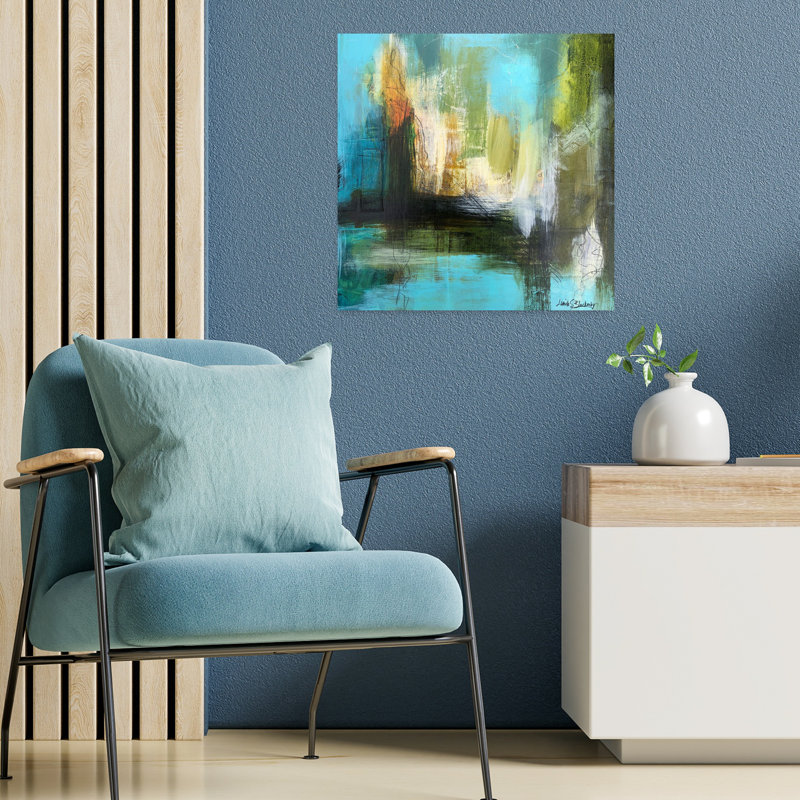 Aqua Serenity 3, art abstrait contemporain, H 18 po x l 18 po