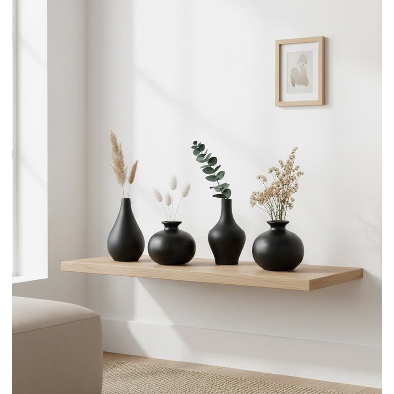 5 Piece 4.5“ Black Ceramic Bud Vase Set - Boho Modern Mini Living Room Fireplace Centerpiece