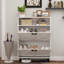 Armoire de rangement pour chaussures avec 2 tiroirs rabattables et design - Blanc antique autoportant pour vestibule, vestibule, couloir
