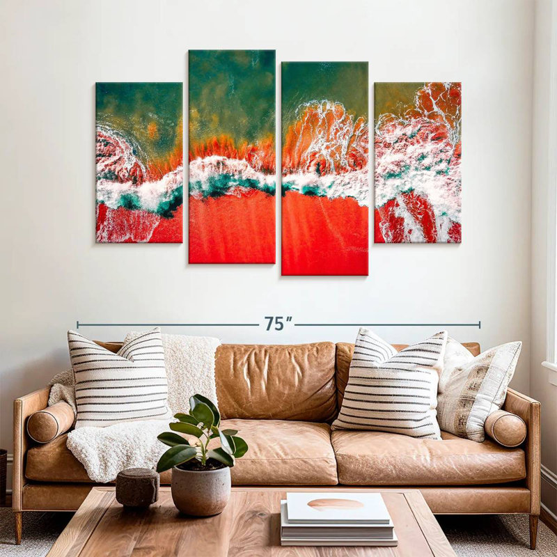Vagues de l'océan rouge, H 42 po x l 68 po
