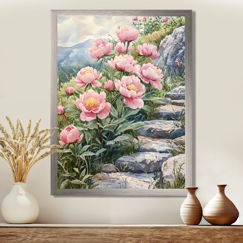 Breckenridge - Floral Canvas Art Print, H 32 po x l 16 po, Argent argent, Reproduction encadrée d'une seule photo