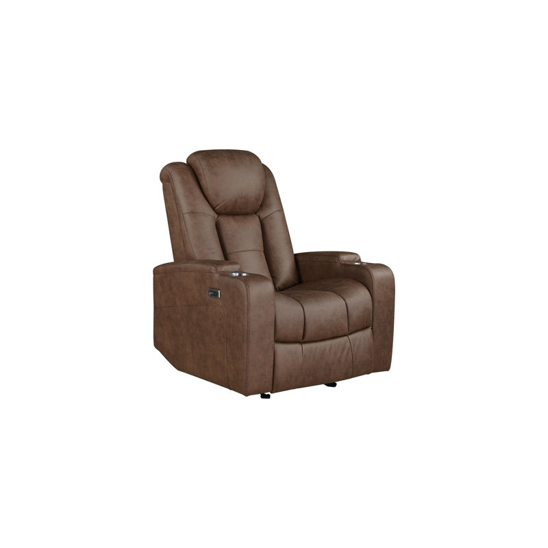 Fauteuil inclinable électrique avec porte-gobelets, brun, Brown