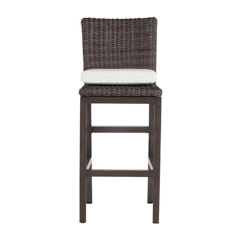Rustic 30.5" Patio Bar Stool with Cushion, Slate Gray, Linen Forest, No Welt