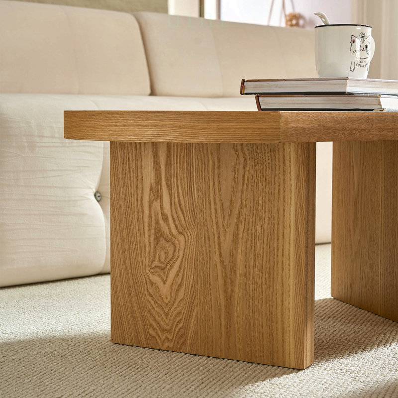 Table basse moderne en forme de papillon, avec un plateau spacieux et une grande polyvalence d'utilisation pour les salons et les chambres, en noyer.
