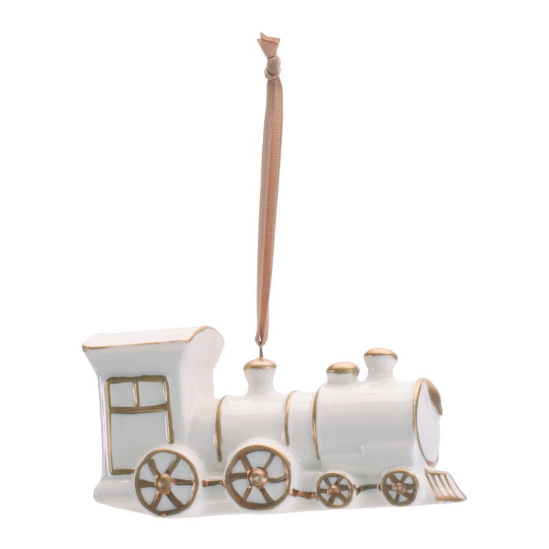 Ensemble de 6 décorations en porcelaine train