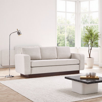 Ashley Modern 3-Seater Chenille Sofa with Wide Armrests and Rubberwood Base