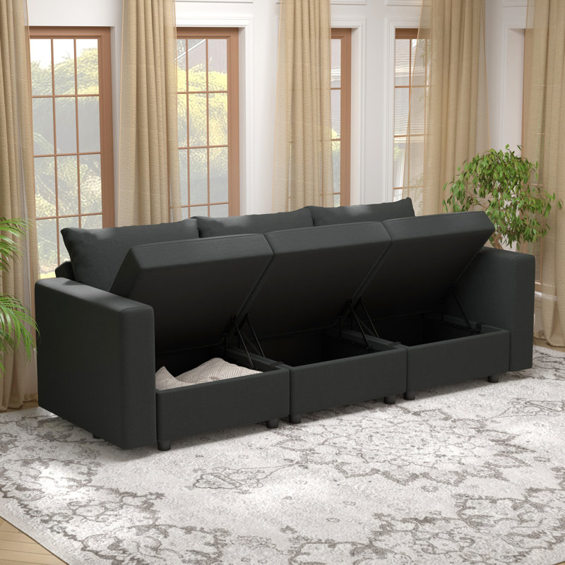 Canapé modulaire rembourré 3 pièces 90 po BOX MODULE STO SOFA, H 26,5 po x l 90 po x P 31,5 po