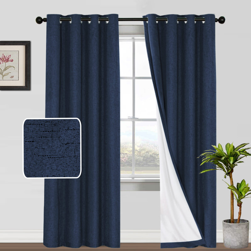 Dawain 100% Blackout Thermal Curtain Panels, Navy, 52" W x 84" L