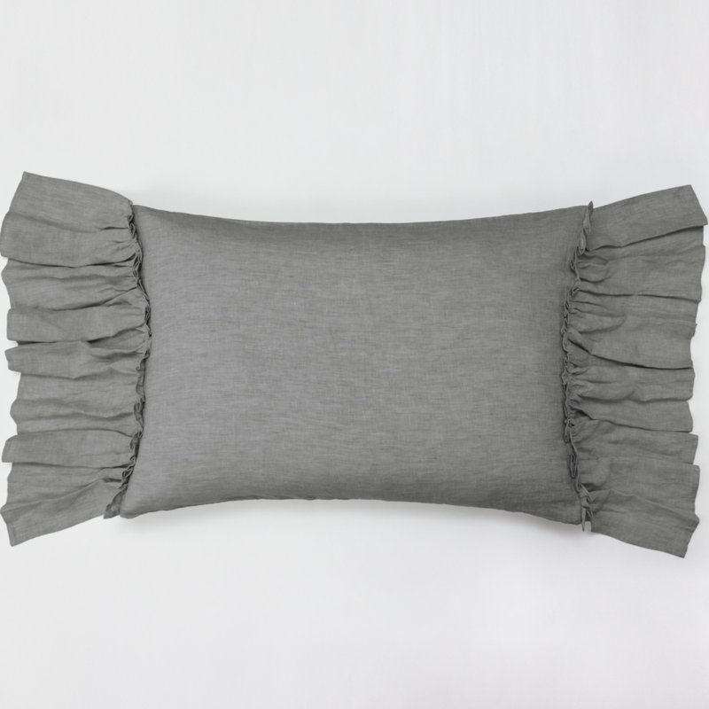  Couvre-oreiller en lin, Très grand, Gris clair