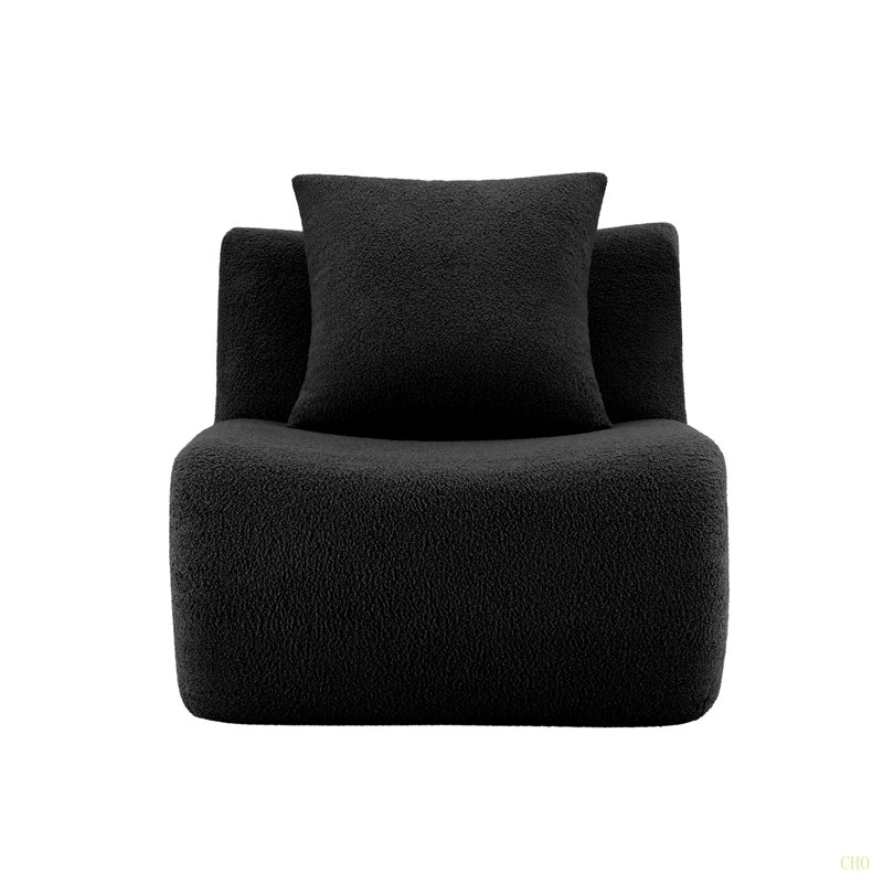 Canapé sans accoudoirs avec tissu Teddy, Noir