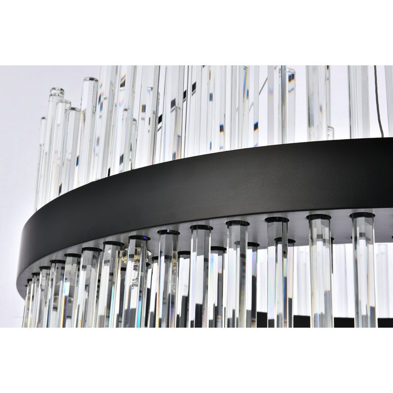 Dalton - Light Unique Drum Chandelier, Black, 14" H x 36" W x 36" D, 24 Lights