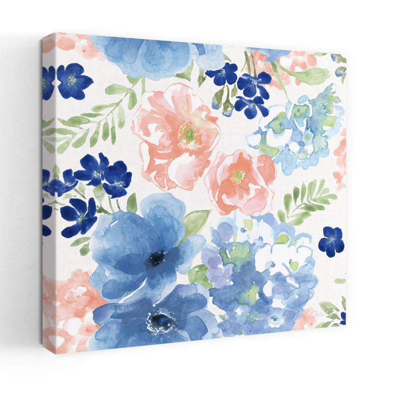 Motif botanique côtier, hortensia, art côtier, H 24 po x l 24 po